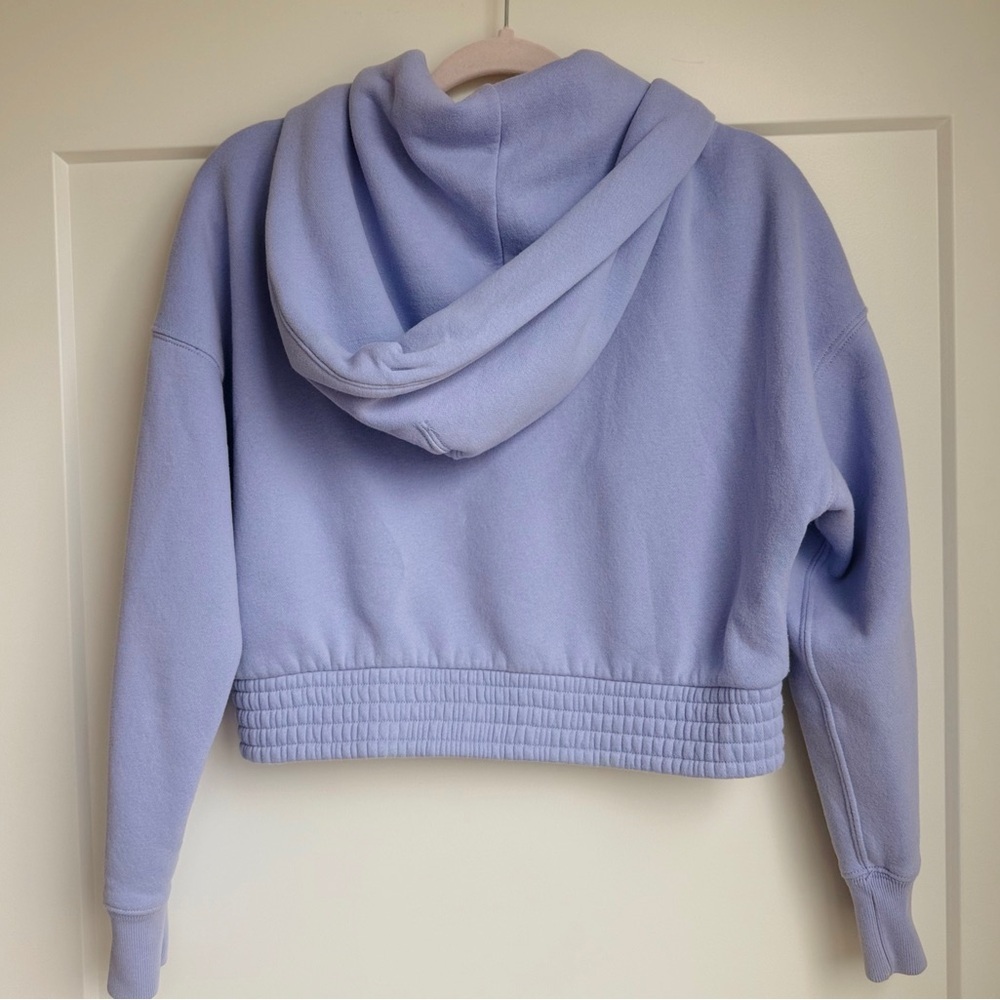 Abercrombie & Fitch Soft A&F Max Essentials Cropped Zip Up Sweatshirt Periwinkle - Picture 5 of 6